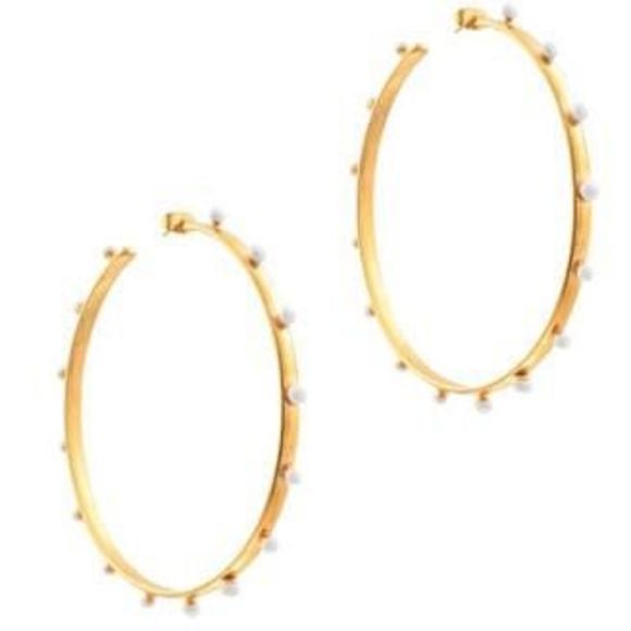 Sylvia Toledano Créole 22K Goldplated & Enamel Dot Hoop Earrings - Picture 1 of 3